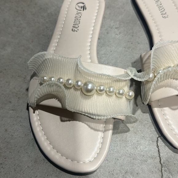 PEARLED DRESSY SLIDES/SANDALS - Picture 2 of 7